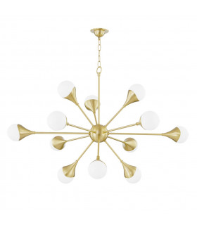 Ariana 12 Light Chandelier Brass Glass 2700K