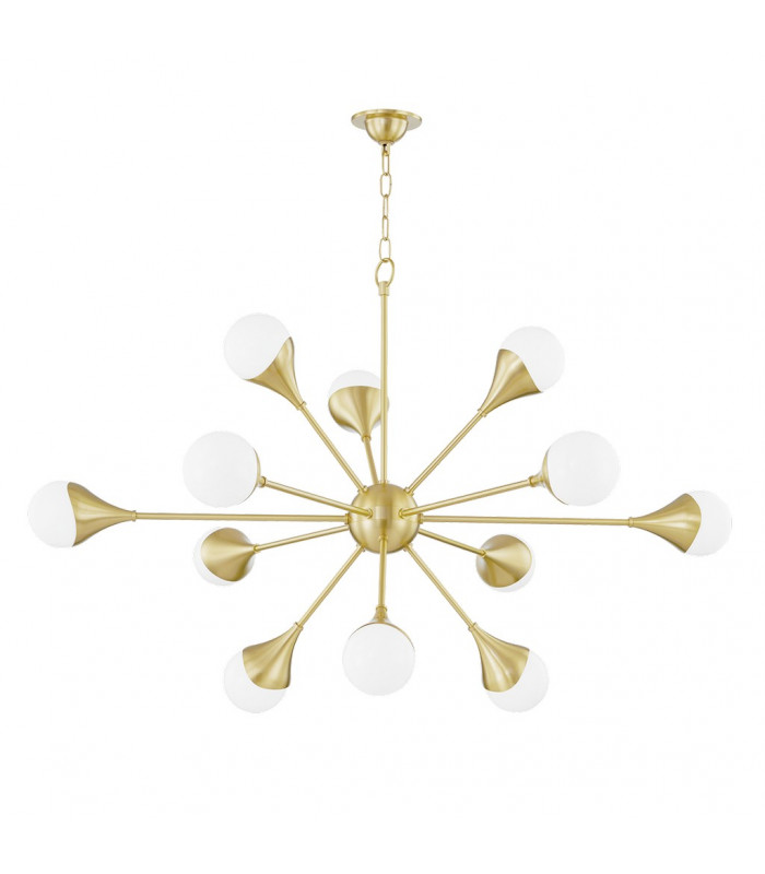 Ariana 12 Light Chandelier Brass Glass 2700K