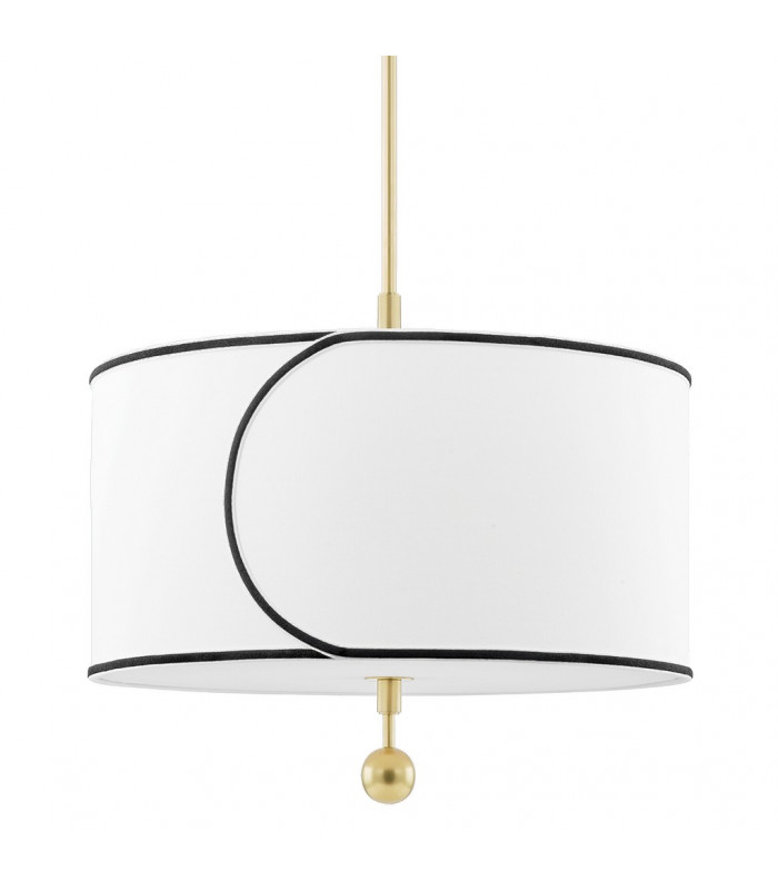Zara 1 Light Large Pendant Brass Belgian Linen