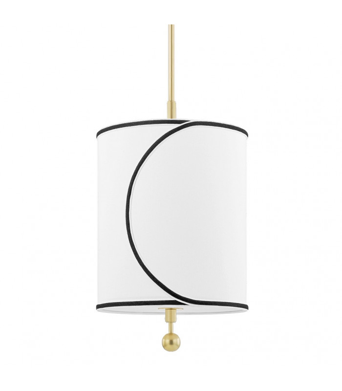 Zara 1 Light Small Pendant Brass Belgian Linen