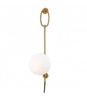 Gina 1 Light Wall Sconce With Plug Brass Glass