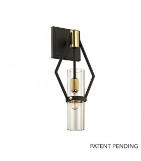 Raef 1 Light Wall Sconce Textured Bronze Brushed Brass Glass