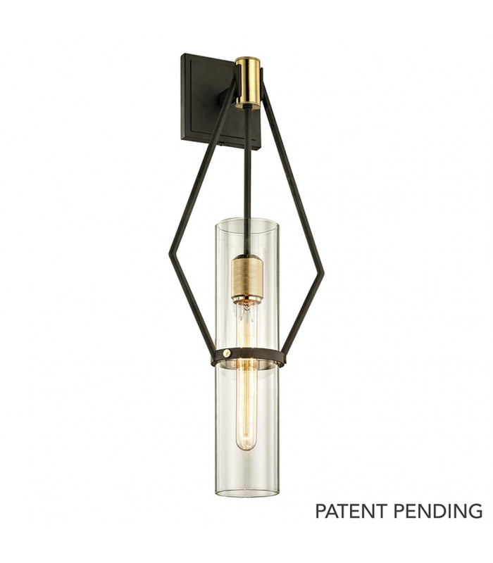 Raef 1 Light Wall Sconce Textured Bronze Brushed Brass Glass