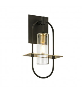 Smyth 1 Light Wall Dark Bronze And Brushed Brass Glass IP44