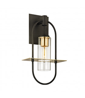 Smyth 1 Light Wall Dark Bronze And Brushed Brass Glass IP44