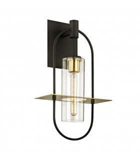 Smyth 1 Light Wall Dark Bronze And Brushed Brass Glass IP44