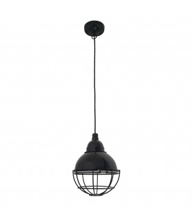 1 Light Dome Ceiling Pendant Black, E27 - 1