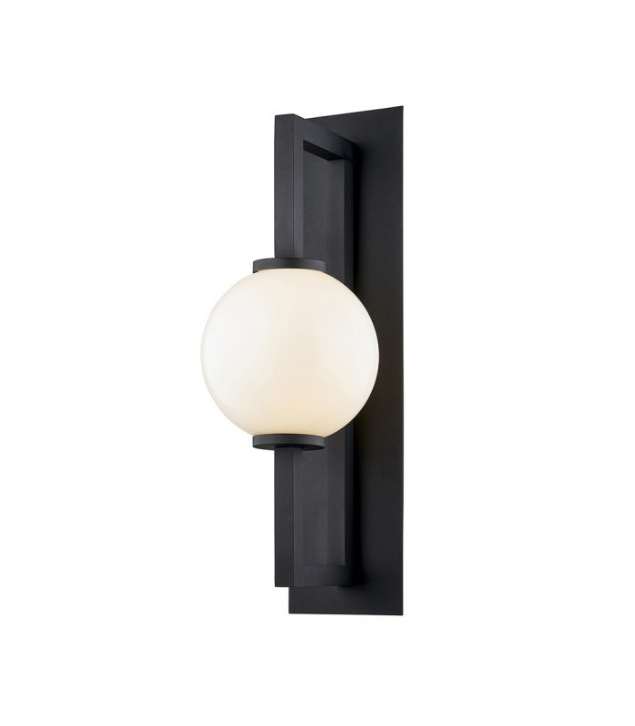 Darwin 1 Light Wall Sconce Textured Black Glass IP44