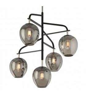 Odyssey 5 Light Pendant Large Carbide Black & Polished Nickel Glass