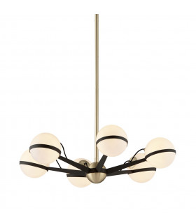 Ace 6 Light Chandelier Textured Bronze Brushed Brass Glass