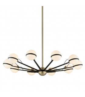 Ace 10 Light Chandelier Textured Bronze Brushed Brass Glass