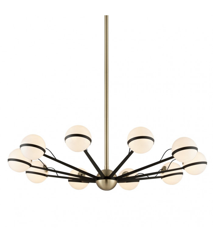 Ace 10 Light Chandelier Textured Bronze Brushed Brass Glass