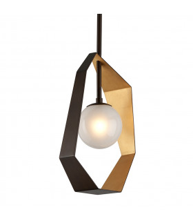 Origami 1 Light Pendant Bronze With Gold Leaf Glass