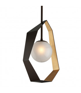 Origami 1 Light Pendant Bronze With Gold Leaf Glass 2700K