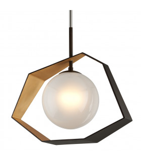 Origami 1 Light Pendant Bronze With Gold Leaf Glass 2700K