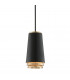 Fahrenheit 1 Light Pendant Textured Black Withgold Leaf