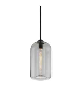 District 1 Light Pendant Satin Black Glass