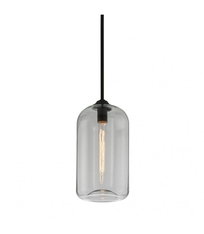 District 1 Light Pendant Satin Black Glass