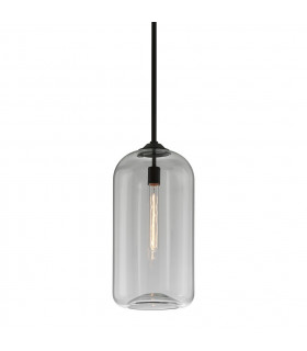 District 1 Light Pendant Satin Black Glass