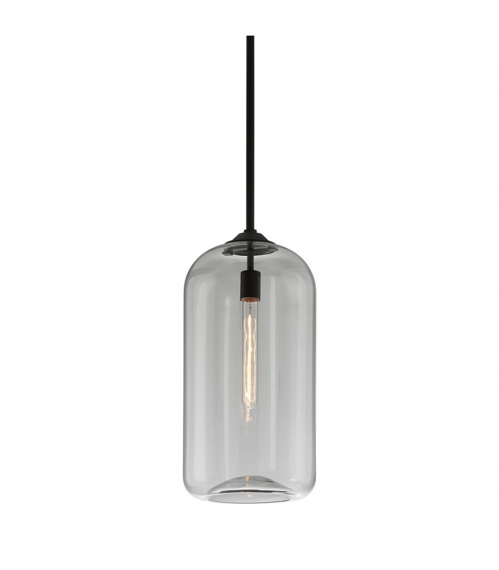 District 1 Light Pendant Satin Black Glass