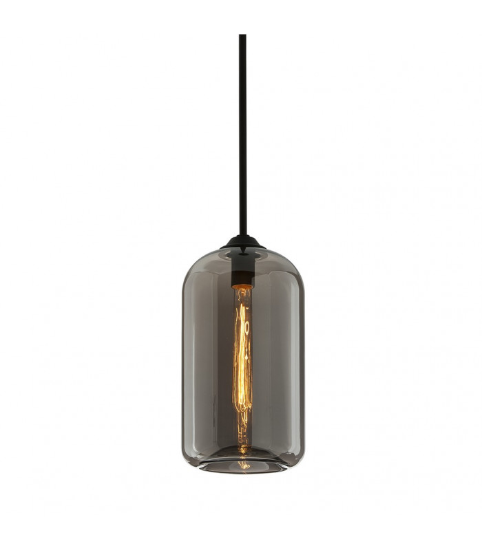 District 1 Light Pendant Satin Black Glass