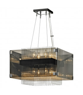 Apollo 8 Light Chandelier Dark Bronze Polished Chrome Glass