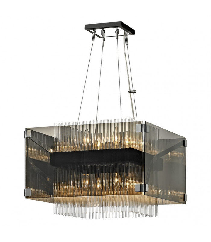 Apollo 8 Light Chandelier Dark Bronze Polished Chrome Glass