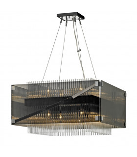 Apollo 8 Light Chandelier Dark Bronze Polished Chrome Glass