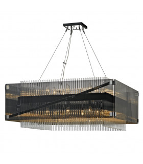 Apollo 16 Light Chandelier Dark Bronze Polished Chrome Glass