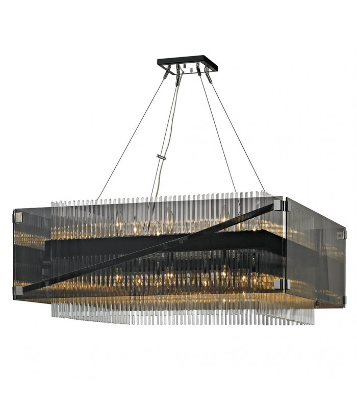 Apollo 16 Light Chandelier Dark Bronze Polished Chrome Glass