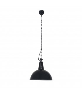 1 Light Dome Ceiling Pendant Black, E27 - 1