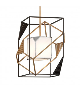 Cubist 1 Light Pendant Bronze Gold Leaf And Stainless Acrylic