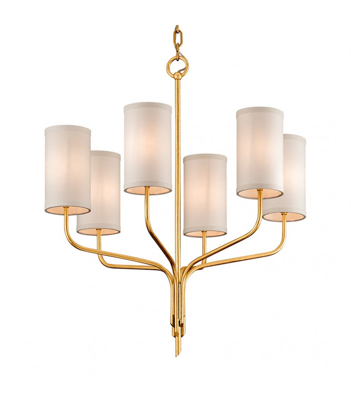Juniper 6 Light Chandelier Textured Gold Leaf Fabric Shade