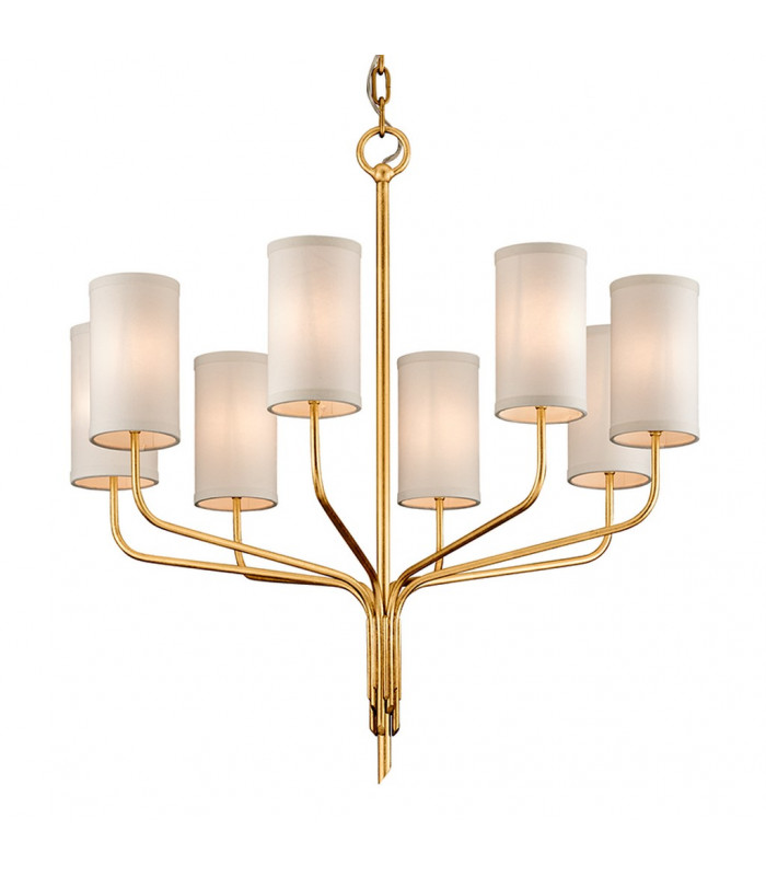 Juniper 8 Light Chandelier Textured Gold Leaf Fabric Shade