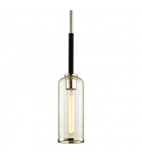 Aeon 1 Light Mini Pendant Carbide Black & Polished Nickel Glass