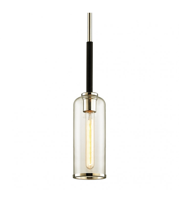 Aeon 1 Light Mini Pendant Carbide Black & Polished Nickel Glass