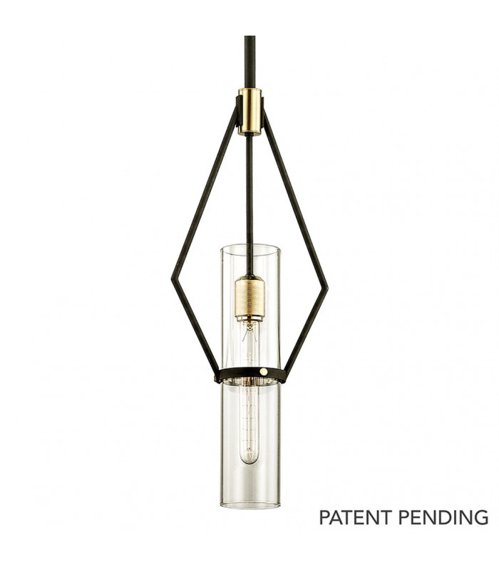 Raef 1 Light Mini Pendant Textured Bronze Brushed Brass Glass