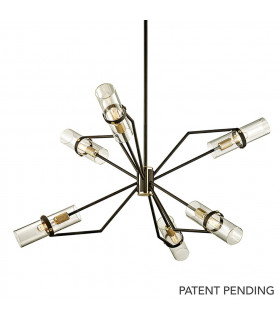 Raef 6 Light Chandelier Textured Bronze Brushed Brass Glass