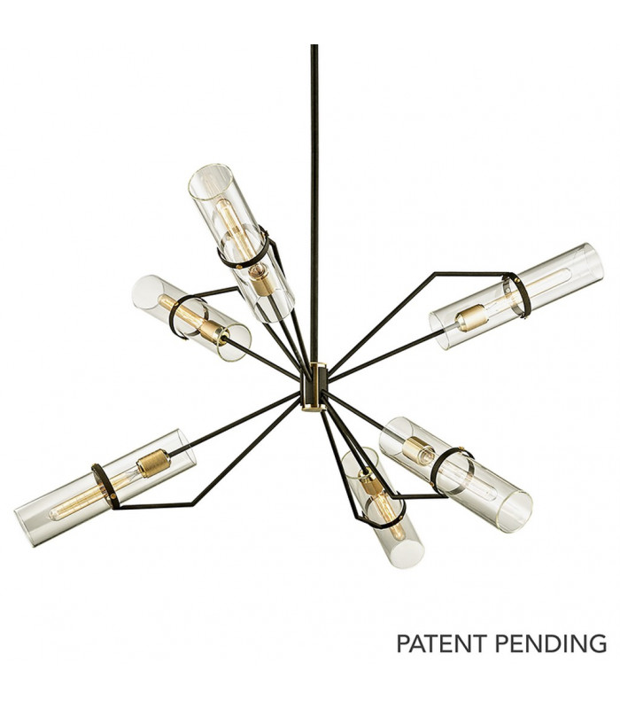 Raef 6 Light Chandelier Textured Bronze Brushed Brass Glass