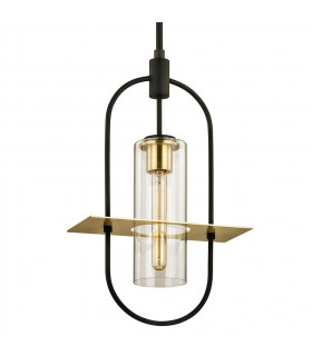 Smyth 1 Light Hanger Dark Bronze And Brushed Brass Glass IP44