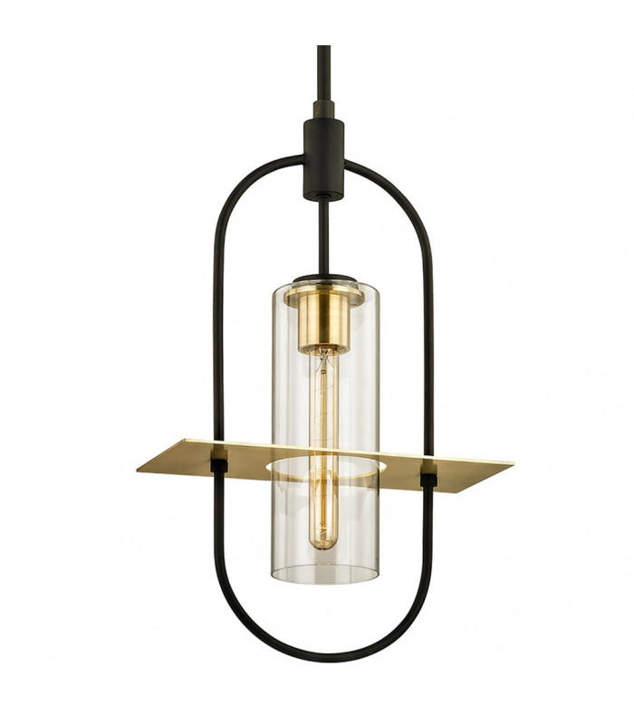 Smyth 1 Light Hanger Dark Bronze And Brushed Brass Glass IP44