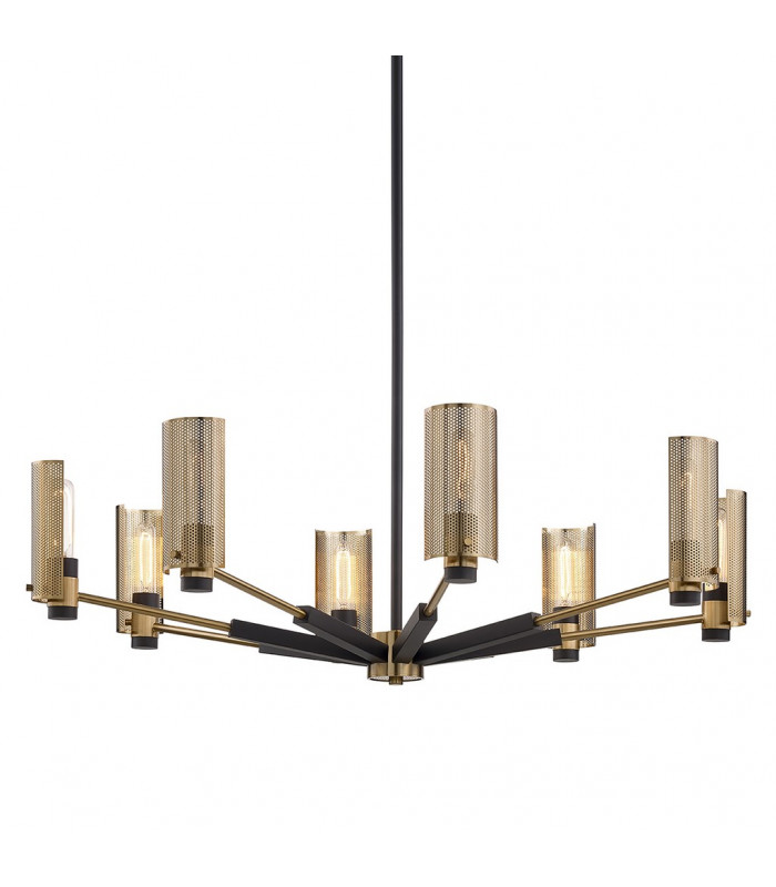 Pilsen 8 Light Chandelier Carb Black W Satin Nick Accents Steel
