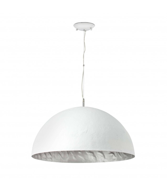 3 Light Dome Ceiling Pendant Silver, White, E27 - 1