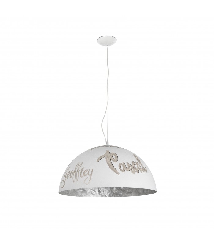 3 Light Dome Ceiling Pendant Silver, White, E27 - 2