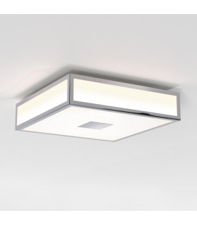Mashiko LED 30cm Square Bathroom Flush Ceiling Light Polished Chrome IP44-1