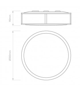 Mashiko LED 30cm Round Bathroom Flush Ceiling Light Bronze IP44-2