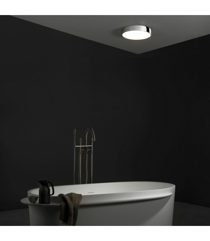 Mallon LED Large Bathroom Flush Ceiling Light Polished Chrome IP44-3
