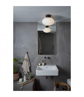 Zeppo Semi Flush Bathroom Globe Ceiling Light Matt Black IP44-2