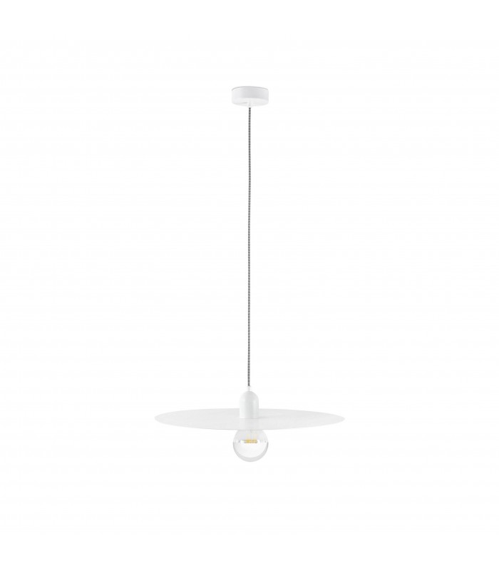 1 Light Dome Ceiling Pendant White, E27 - 1