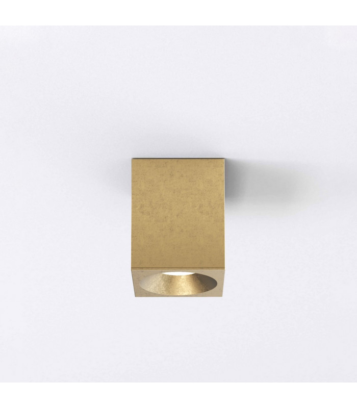 Kos Coastal Outdoor Square LED Surface Mounted Downlight Solid Brass IP44